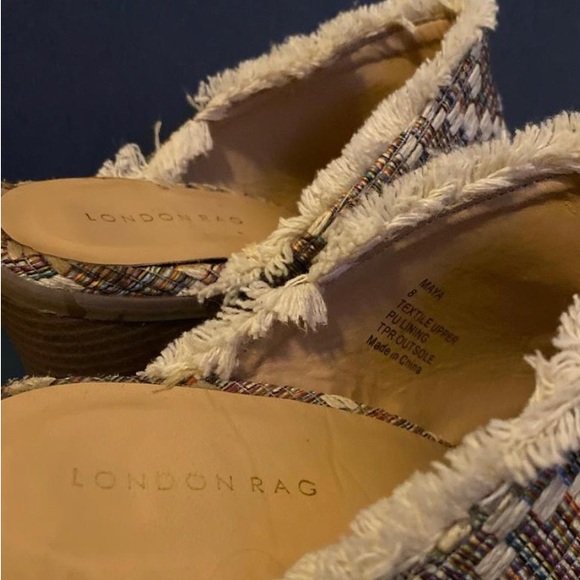 London Rag Maya multicolor woven top open toe Mule Heels - Picture 3 of 3